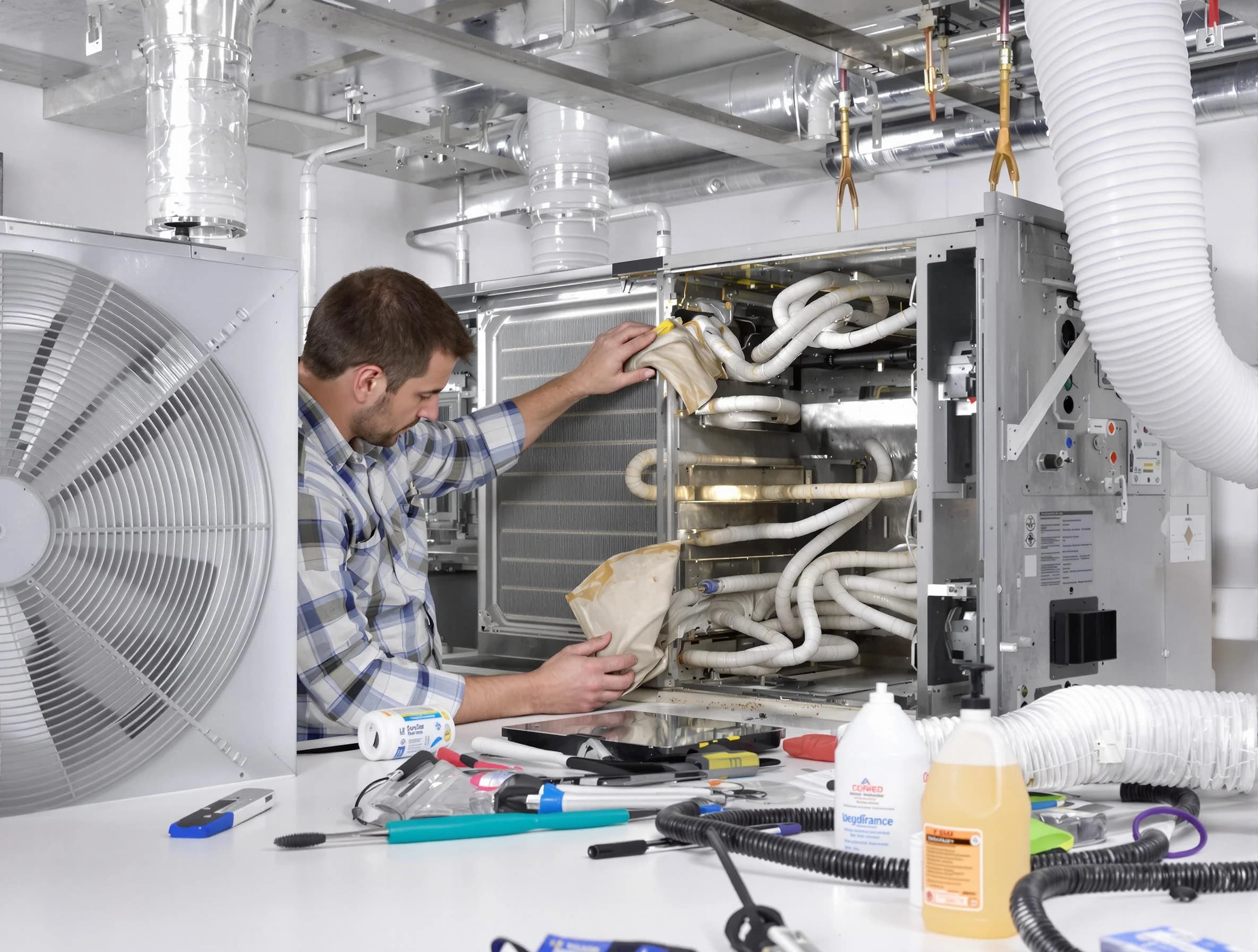 Layton Air Duct Cleaning specialist performing precision AC coil cleaning in Layton