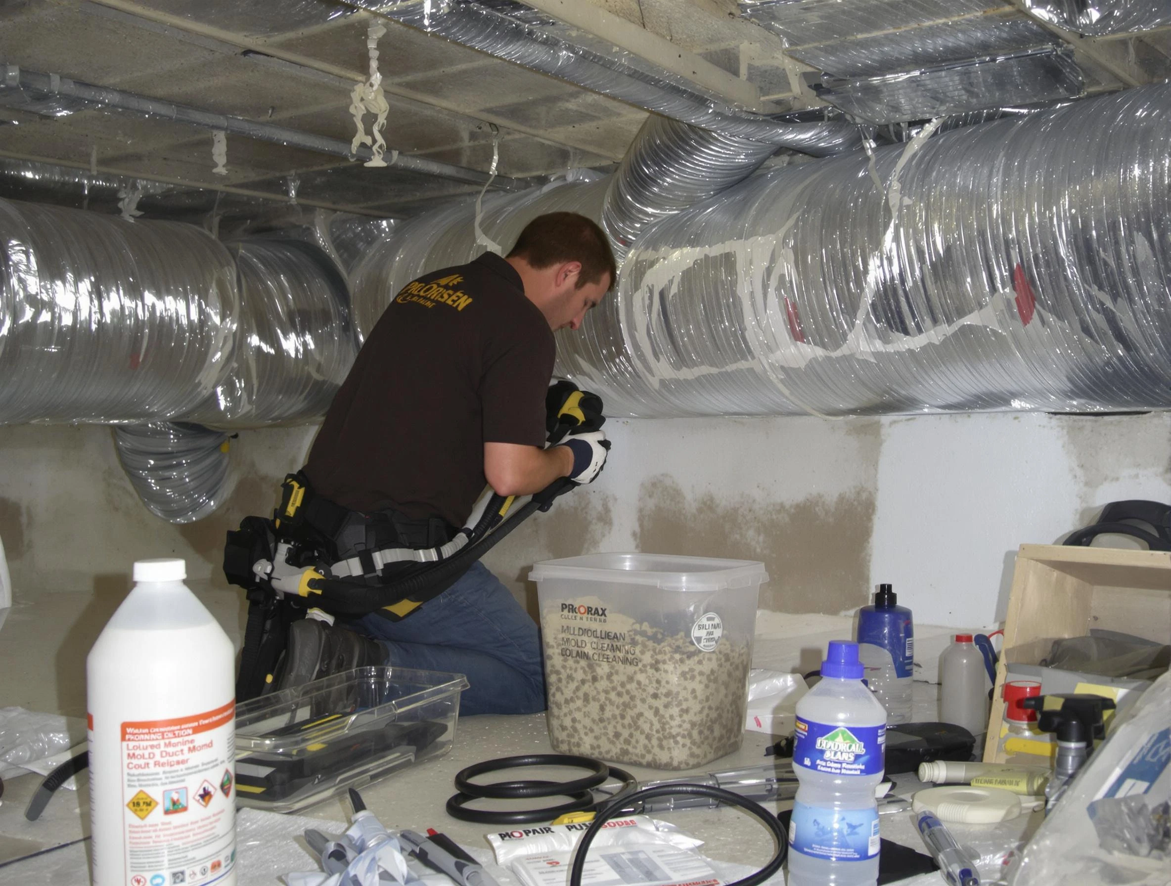Layton Air Duct Cleaning specialist performing professional mold removal from air ducts in Layton