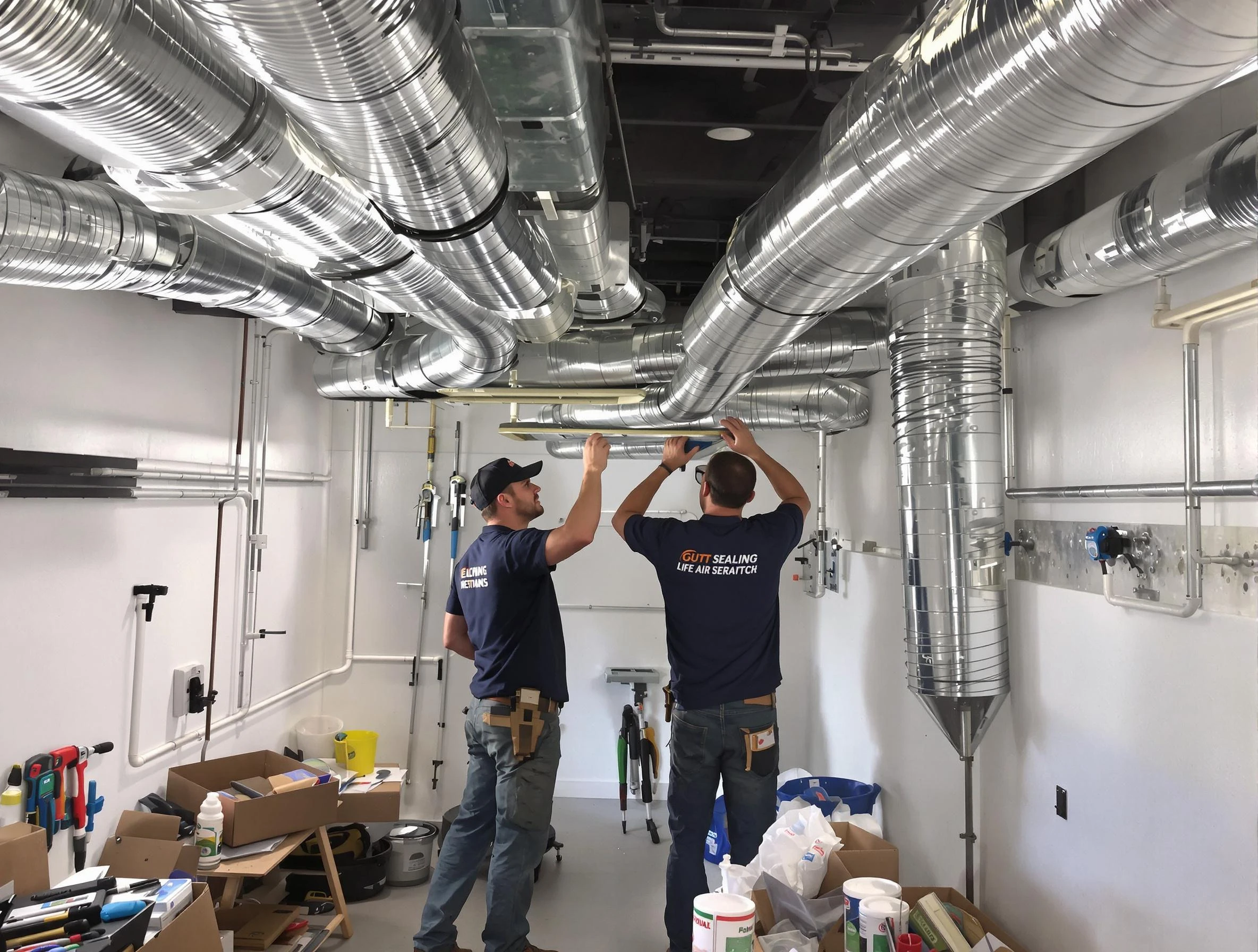 Layton Air Duct Cleaning technician applying professional duct sealing solutions in Layton